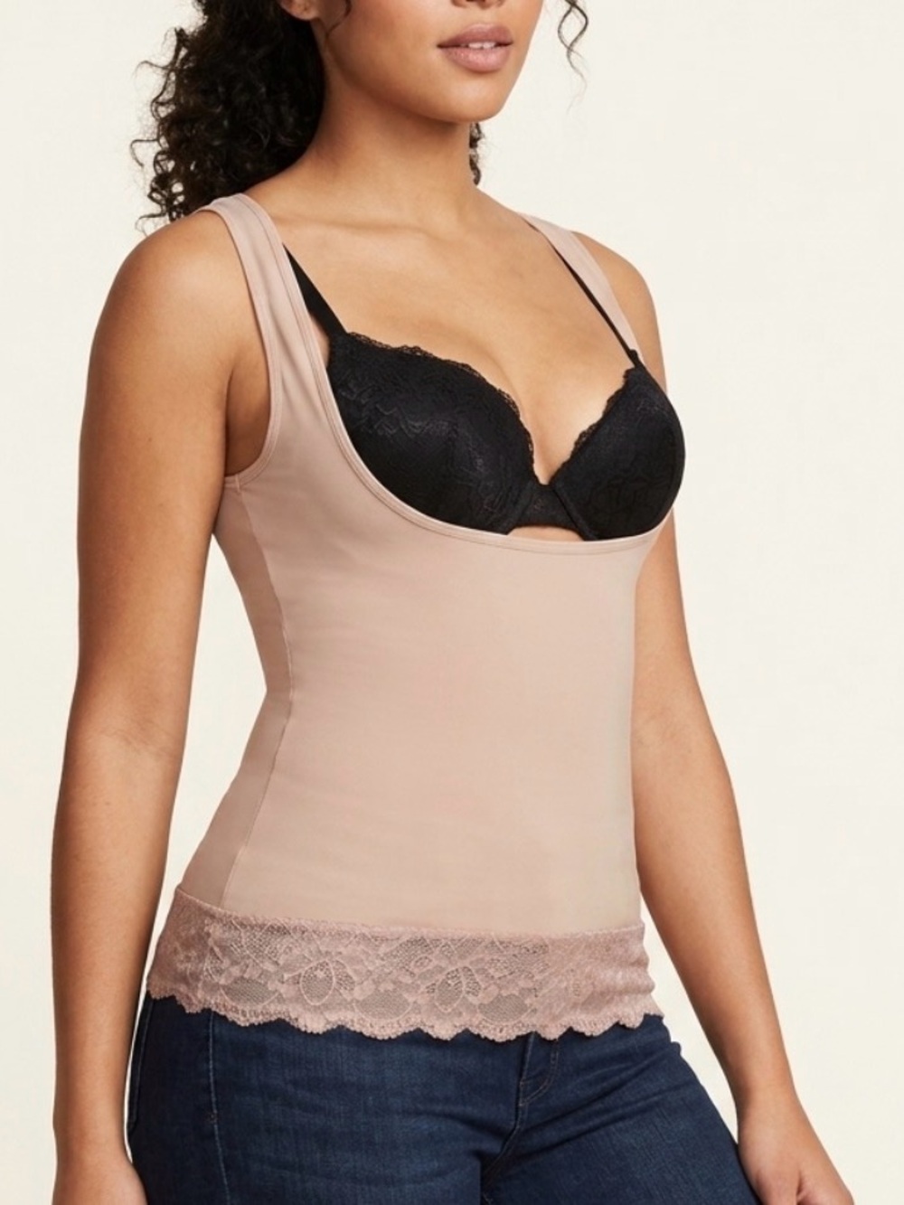 Warner's Nude Lace-Trim Stretch Shape Wear Tank Slip‎ Sz-L.  FF11